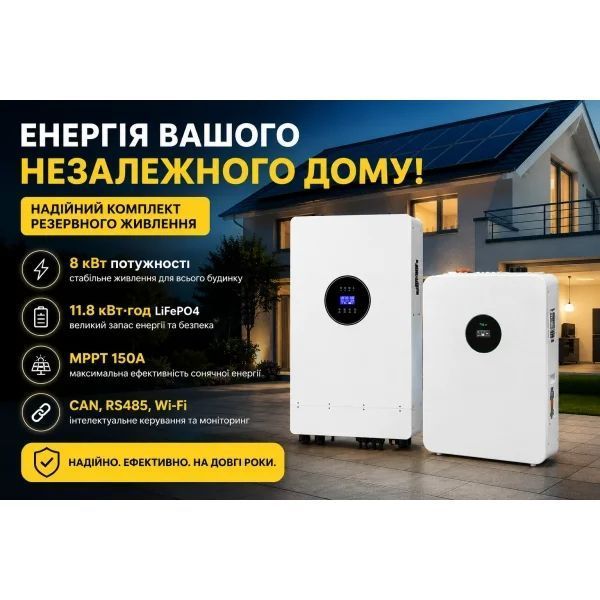 Комплект резервного питания Felicity IVEM8048-II 8 кВт + FelicityESS FLA48230-EU 11,8 кВт&middot;ч LiFePO4 45072-45002 фото