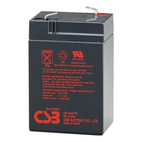 Аккумуляторная батарея CSB GP645, 6 В, 4,5 А&middot;ч, Q20 GP645 фото