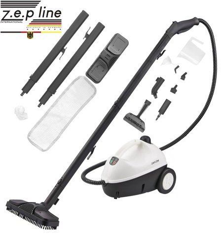 Парочиститель Zepline ZP-00223 Pro, 3000 Вт, резервуар 1,2 л, давление 4 бара, комплект насадок для эффективной очистки без химии SWS425б фото