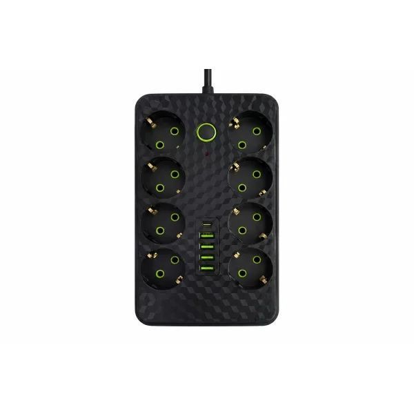 Мережевий фільтр-подовжувач на 8 розеток із заземленням, 4 USB та Type-C, 3 м, 2500 Вт 14282 фото