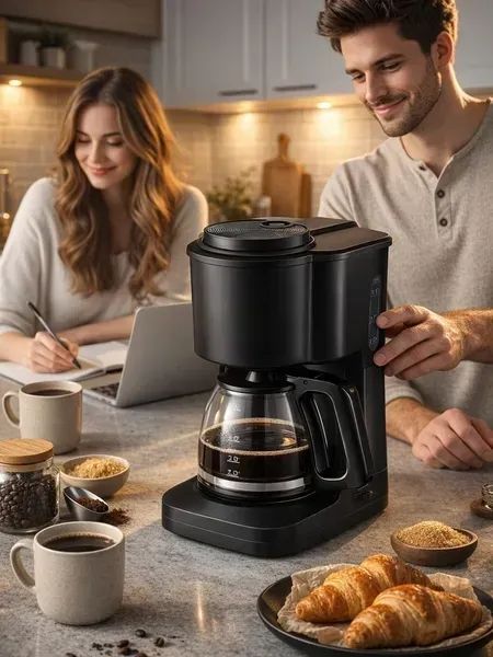 Капельная кофеварка 950 Вт, электрическая для дома, стеклянный кофейный чайник 600 мл с подогревом v_0101418 фото