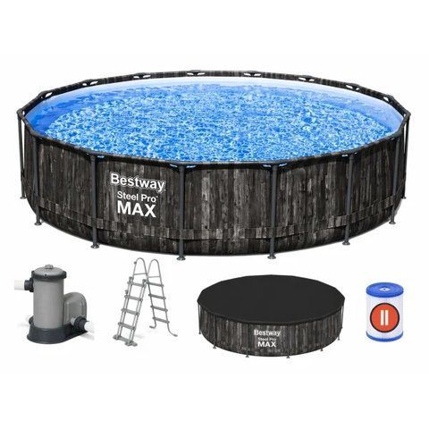 Каркасний басейн Bestway 5614Z Steel Pro MAX 427&times;107 см з фільтром, драбиною і чохлом 5614Z фото
