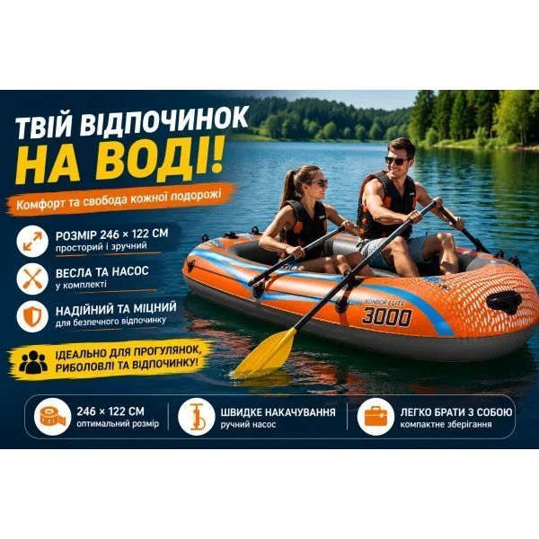 Надувний човен Bestway Kondor Elite 3000 61145 246&times;122 см 61145 фото