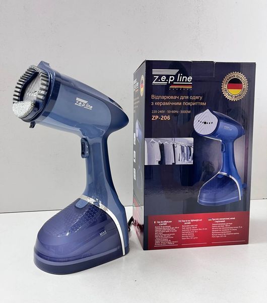 Ручной отпариватель Zepline ZP-206 Compact, 3000 Вт, вертикальный, керамическое покрытие, 500 мл, защита от капель, быстрое нагревание &mdash; 35 сек WJM384с фото