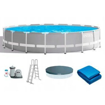 Каркасний басейн Intex 26732 Prism Frame Premium 549 x 122 см з фільтр-насосом, драбиною, тентом та підстилкою 26732 фото
