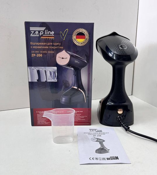 Ручной отпариватель Zepline ZP-206 Compact, 3000 Вт, вертикальный, керамическое покрытие, 500 мл, защита от капель, быстрое нагревание &mdash; 35 сек WJM384ч фото