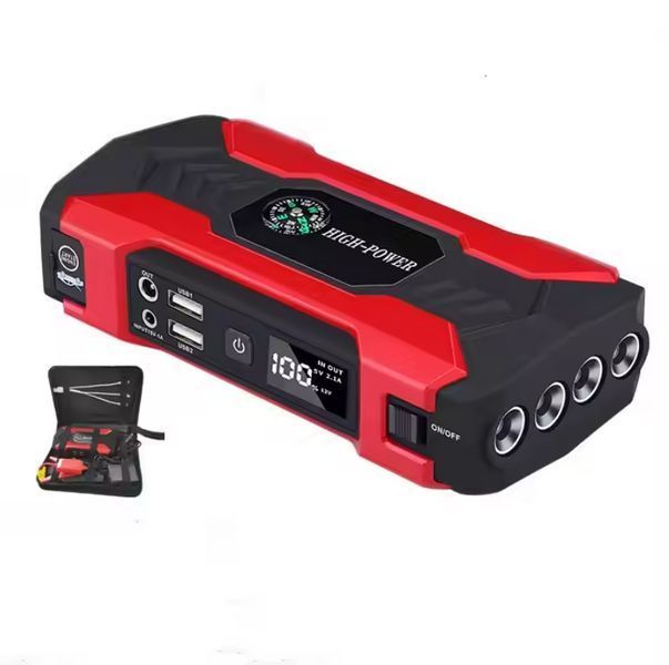 Пускозарядное устройство с компрессором для автомобиля JUMPSTARTER 99800 mAh (1000/1500A) в кейсе 5408 фото