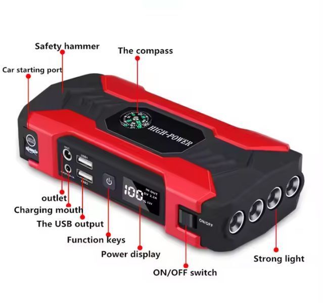 Пускозарядное устройство с компрессором для автомобиля JUMPSTARTER 99800 mAh (1000/1500A) в кейсе 5408 фото