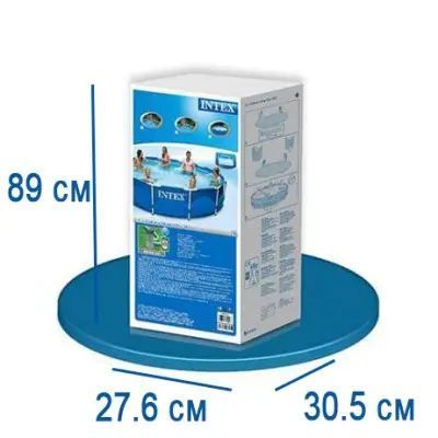 Басейн круглий міцний каркасний Intex 28210 із зливним клапаном 366х76 см на 6503 л синій 6666 фото