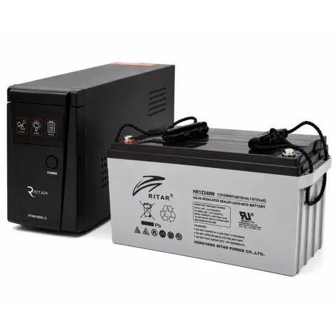 Комплект ДБЖ Ritar RTSW-600NL12 LED 360 Вт з акумулятором AGM Ritar HR12240W 12 В 65 А&middot;год 28947-21969 фото