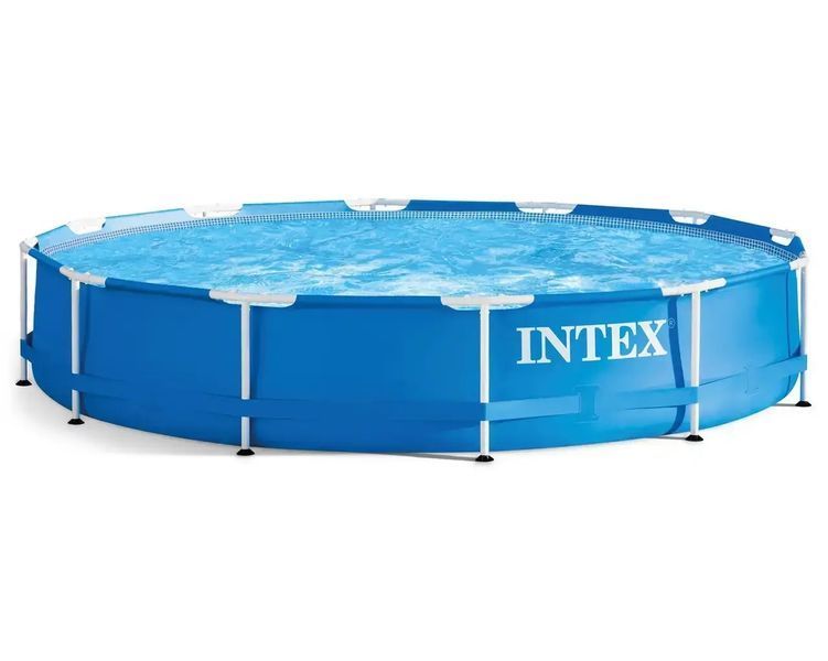 Басейн круглий міцний каркасний Intex 28210 із зливним клапаном 366х76 см на 6503 л синій 6666 фото