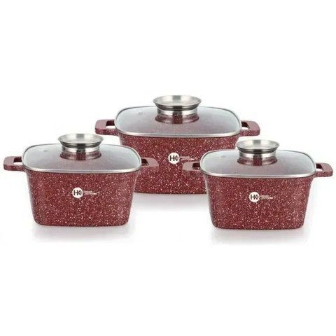 Набір квадратних каструль із гранітним покриттям на 8 предметів Higher Kitchen НК-302 JWN777 фото
