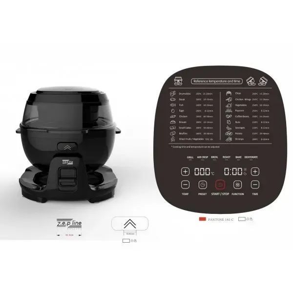 Smart-аэрофритюрница с функцией вращения на 18 программ Zepline ZP-140 10 литров 4000Вт GRV457 фото