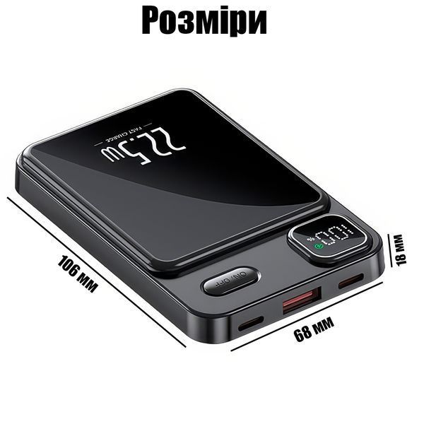 Потужний повербанк на 10 000mAh з бездротовою зарядкою MagSafe 7280 фото