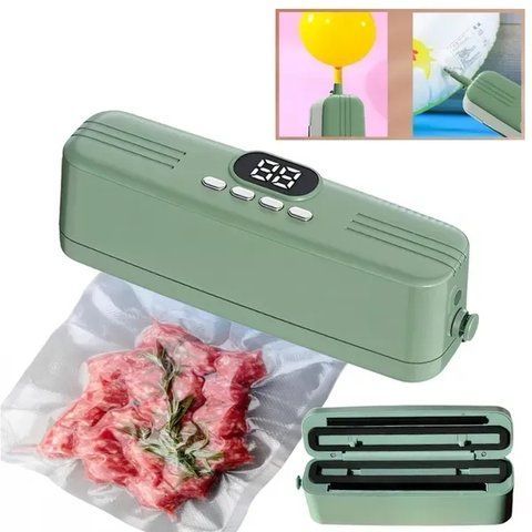 Портативный вакуумный упаковщик для продуктов с USB-зарядкой, вакууматор 60 кПа, зеленый v_0101010 фото