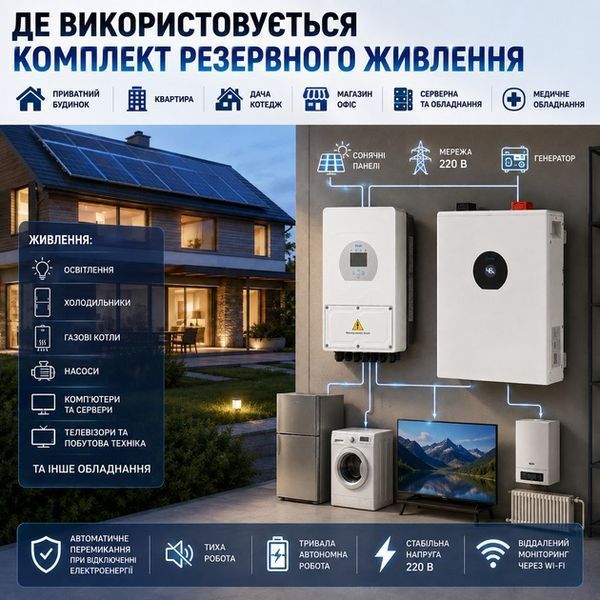Комплект резервного живлення: гібридний інвертор Deye SUN-6K-SG05LP1-EU-AM2-P 6 кВт + акумулятор Deye LiFePO4 5 кВт&middot;год 100Ah SUN-6K-SG05LP1-EU-AM2-P+LiFePO4 фото