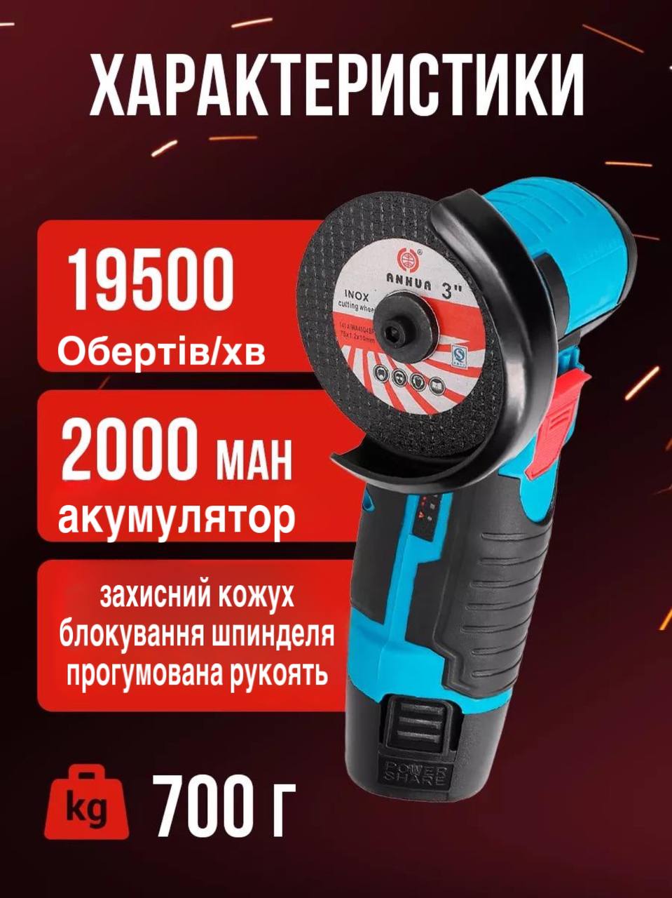 Безщіткова міні-болгарка з диском
