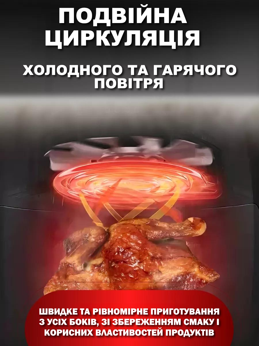 Аэрогриль без масла чёрный 6 л